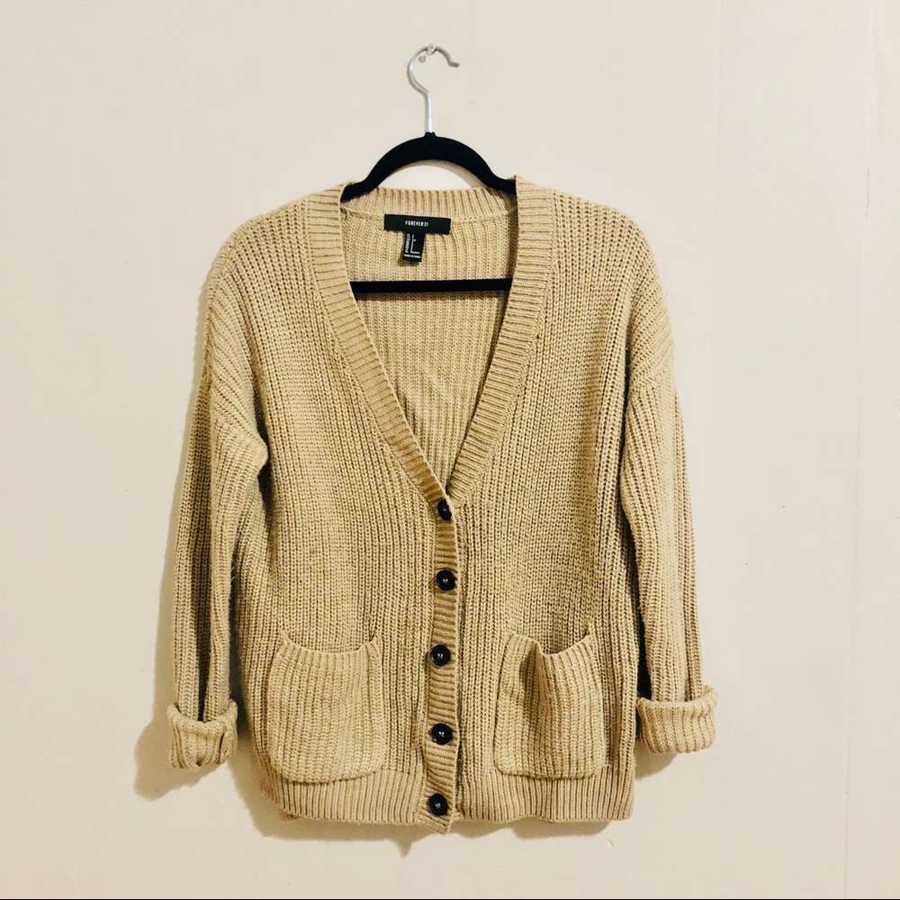 Forever 21 Tan Cardigan Sweater